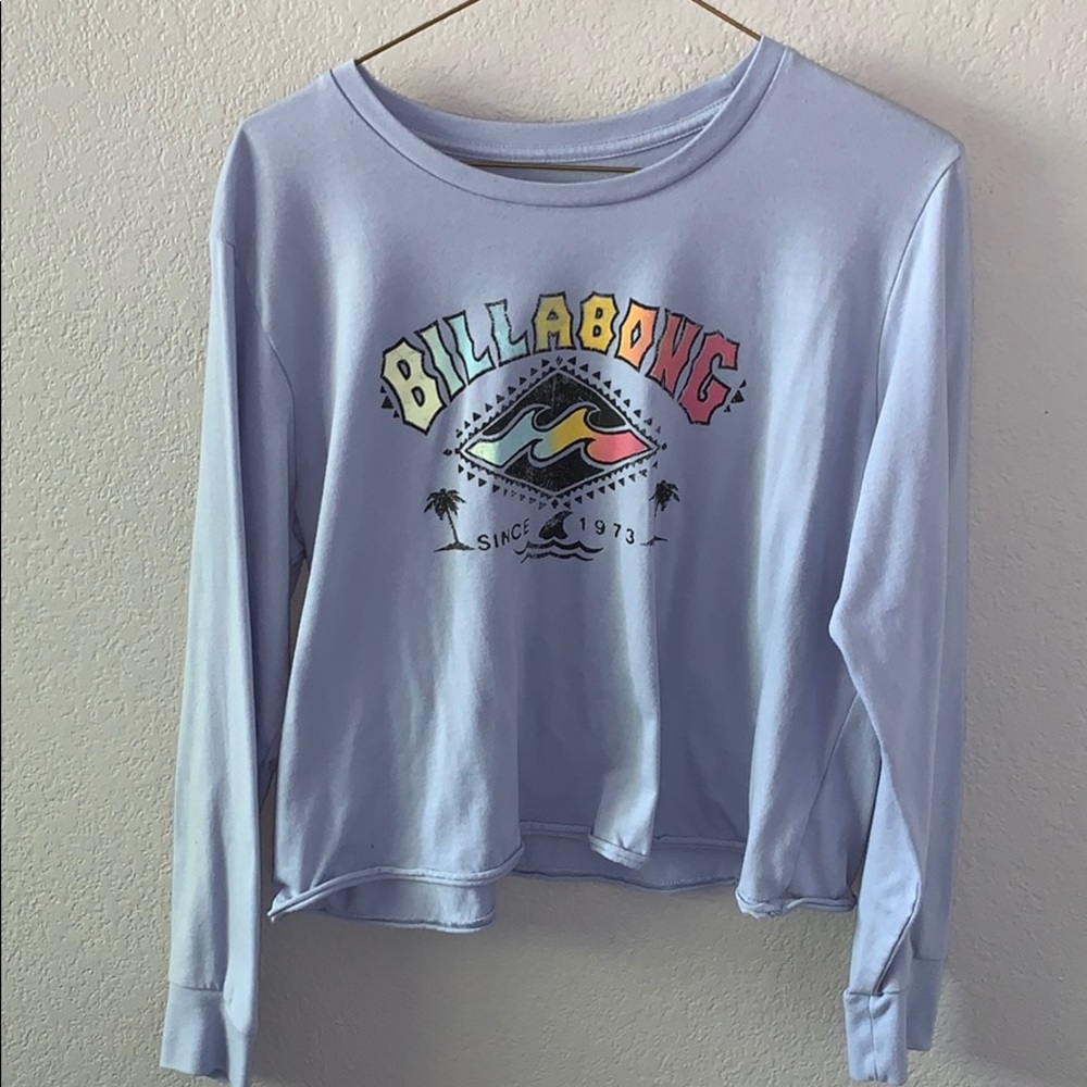 Light blue billabong long sleeve cropped shirt